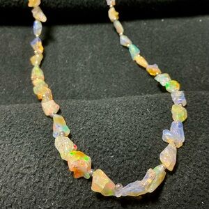 Fire Opal Necklace Rough Ethiopian Fire Opal Specimens Necklace Raw Opal